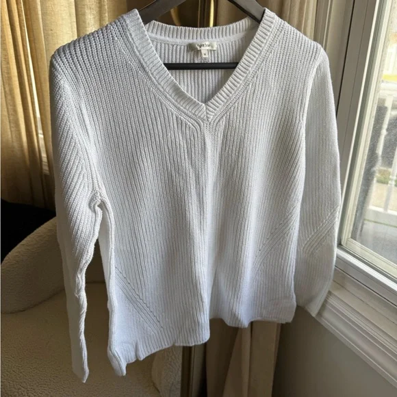 Tyler Boe Classic White V-Neck Sweater | Medium - Picture 2 of 9